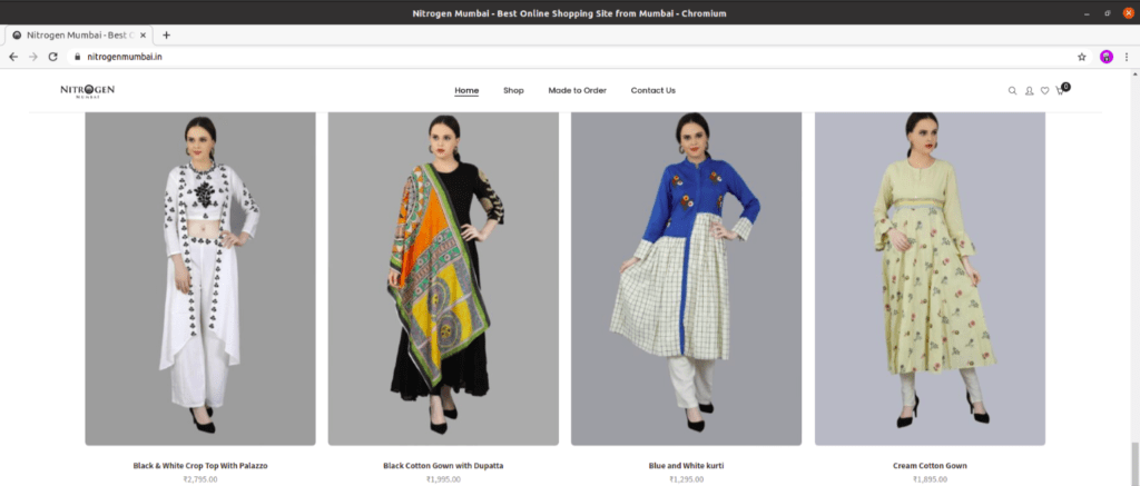 Website view of our Client Nitrogen Mumbai